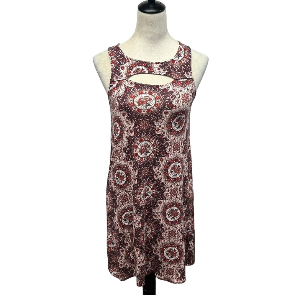Aeropostale Sleeveless Mandala Mini Dress‎ S Cutout Chest Y2K Boho Festival